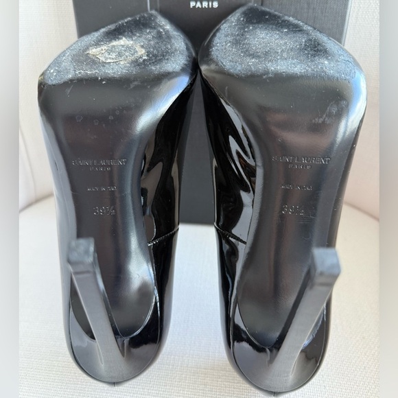 SAINT LAURENT “ZOE” BLACK PATENT LEATHER PUMPS, YSL 39.5 - Picture 8 of 10